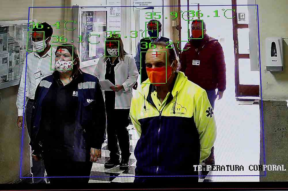 A screen shows a thermal imaging system taking the temperature of health workers inside a public hospital to identify people potentially infected with Covid-19 in Valparaiso, Chile April 23, 2020. u00e2u20acu201d Reuters pic