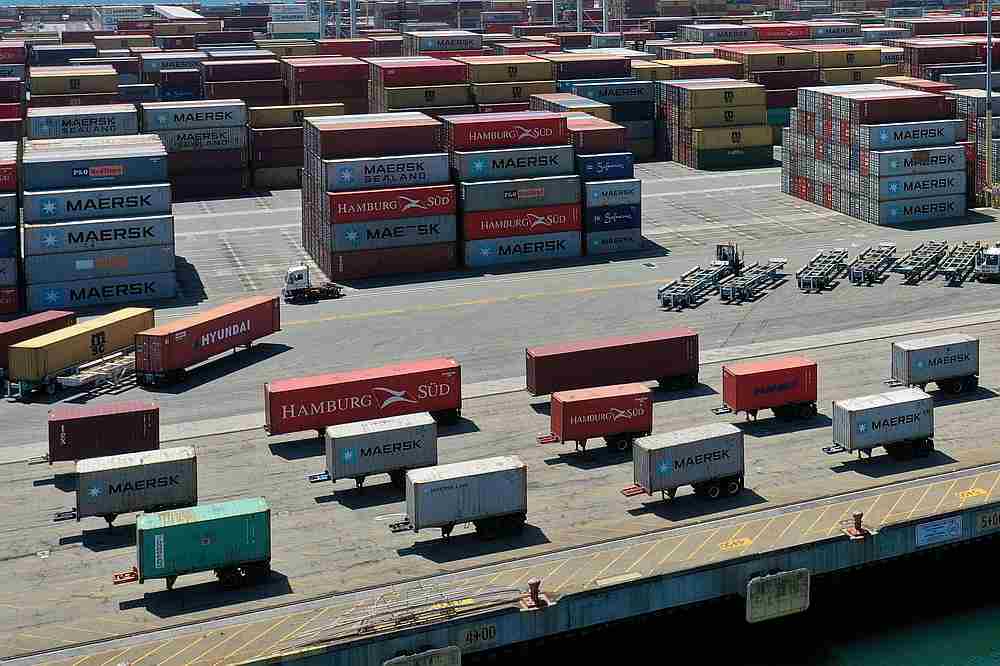 Containers are seen on a shipping dock, as the global outbreak of Covid-19 continues, in the Port of Los Angeles, California April 16, 2020. u00e2u20acu201d Reuters pic 