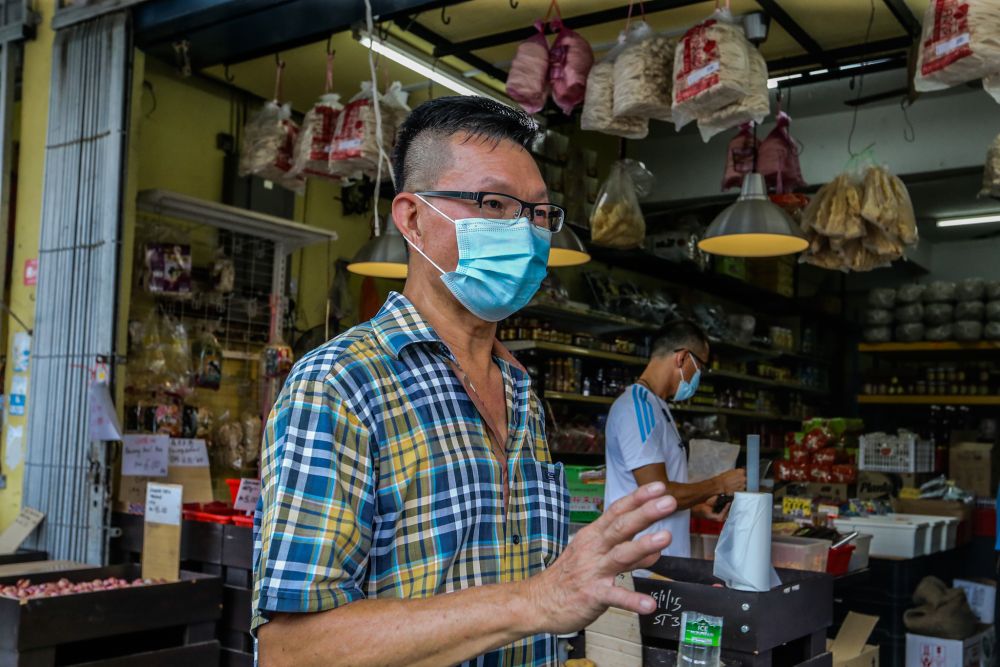 Soh Eng Seong, owner of Jiang Yu Xiang Trading Sdn Bhd, speaks to Malay Mail during an interview in Petaling Jaya Old Town May 11, 2020. u00e2u20acu201d Picture by Firdaus Latifnn