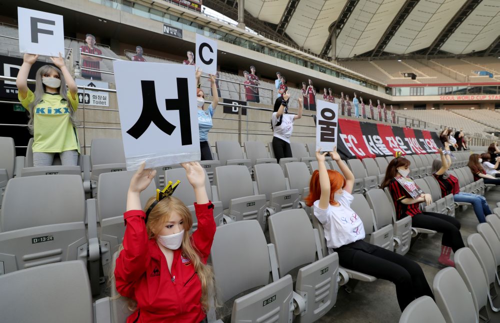 Mannequins are placed in spectator seats to cheer South Korea's football club FC Seoul team during a match against Gwangju FC in Seoul May 17, 2020. u00e2u20acu201d Reuters pic