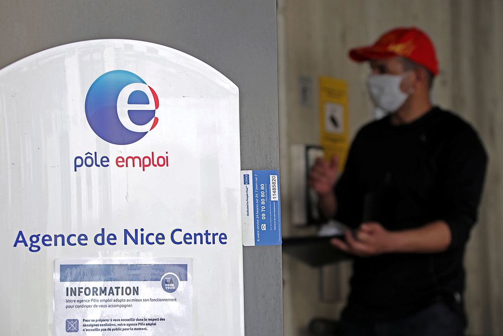 A job seeker, wearing a protective face mask, visits a National Agency for Employment (Pole Emploi) office in Nice, France May 18, 2020. u00e2u20acu201d Reuters pic