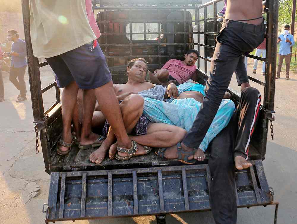 People affected by gas leak at the LG Polymers Plant are transported in a vehicle in Visakhapatnam, India May 7, 2020. u00e2u20acu201d Reuters pic