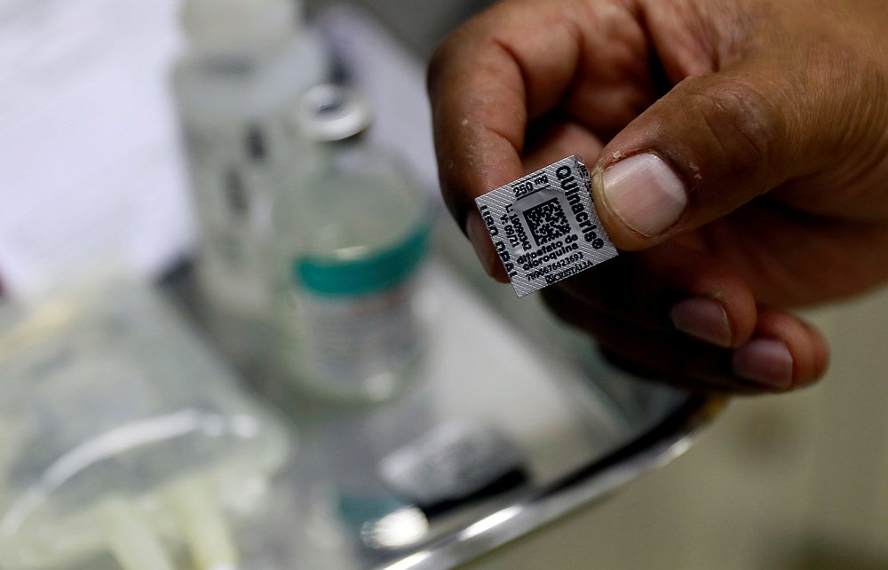 A nurse shows a pill of hydroxychloroquine, amid the Covid-19 outbreak, at Nossa Senhora da Conceicao hospital in Porto Alegre, Brazil April 23, 2020. u00e2u20acu201d Reuters pic