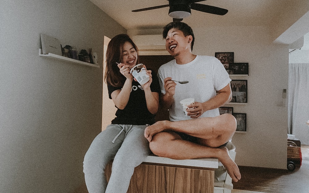 Wealth product manager Patrina Tan and her husband Jonathan Chua, 29, had portraits documenting their stay-home days during the circuit breaker taken virtually by Samuel Ng. — Picture by Samuel Ng/Pixioo Photography via TODAY