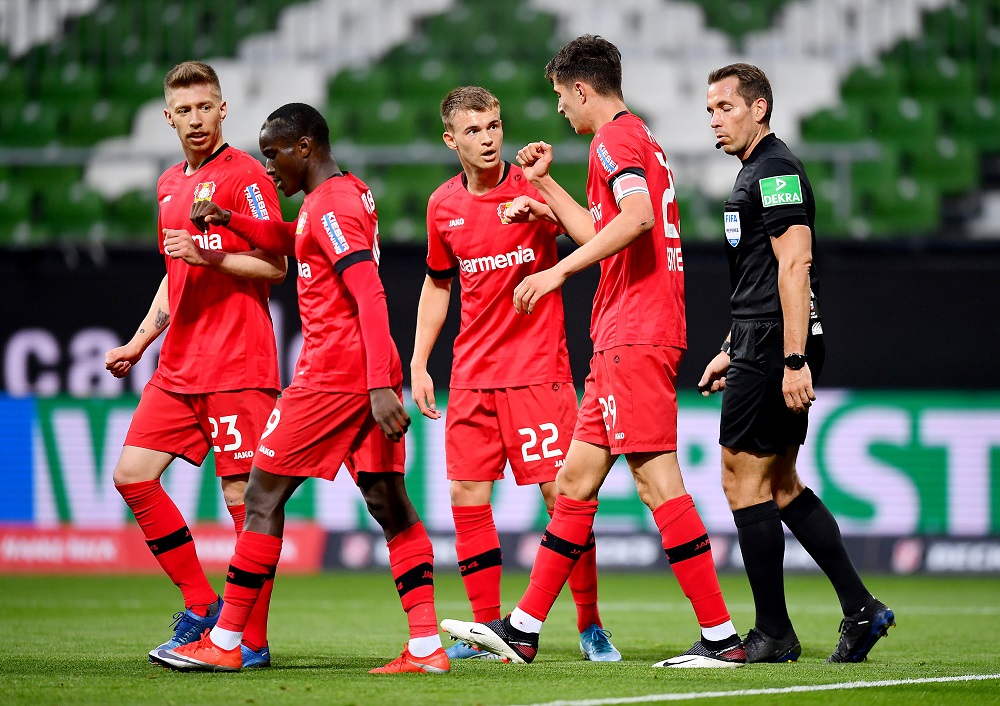 Bayer Leverkusen's Kai Havertz celebrates after scoring their first goal against Werder Bremen, May 18, 2020. u00e2u20acu2022 Reuters pic