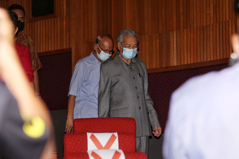 Tun Dr Mahathir Mohamad arrives for a press conference at Yayasan Kepimpinan Perdana in Putrajaya May 18, 2020.  u00e2u20acu201d Picture by Choo Choy May