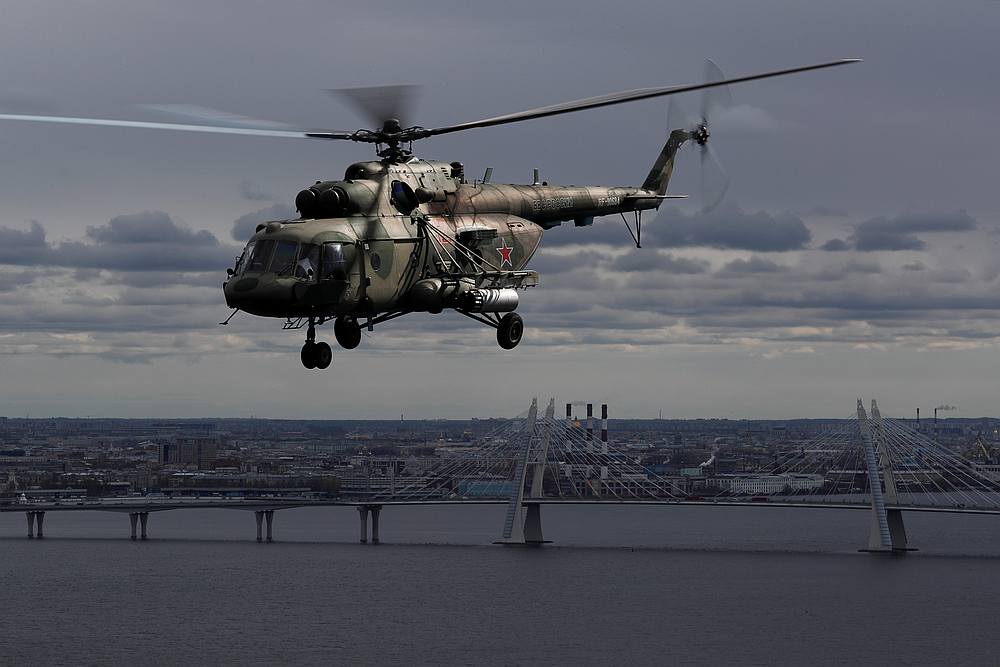 A Russian Mi-8 military helicopter flies during a rehearsal for the Victory Day air parade in Saint Petersburg, Russia May 7, 2020. u00e2u20acu201d Reuters file pic