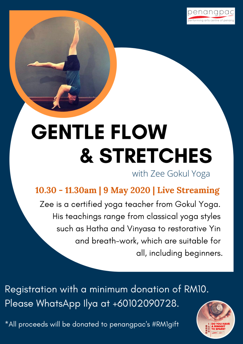 Yoga enthusiasts can join the 'Yoga: Gentle Flow & Stretches' live-streaming session with Zee Gokul Yoga on May 9 at 10.30am. — Picture courtesy of Penangpac