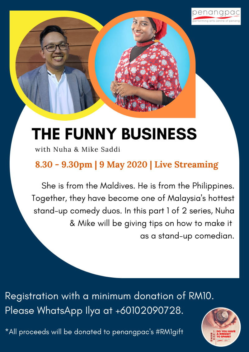 Those considering a shot at the art of stand-up can join 'The Funny Business', a workshop by stand-up comedians Nuha and Mike Saddi. — Picture courtesy of Penangpac