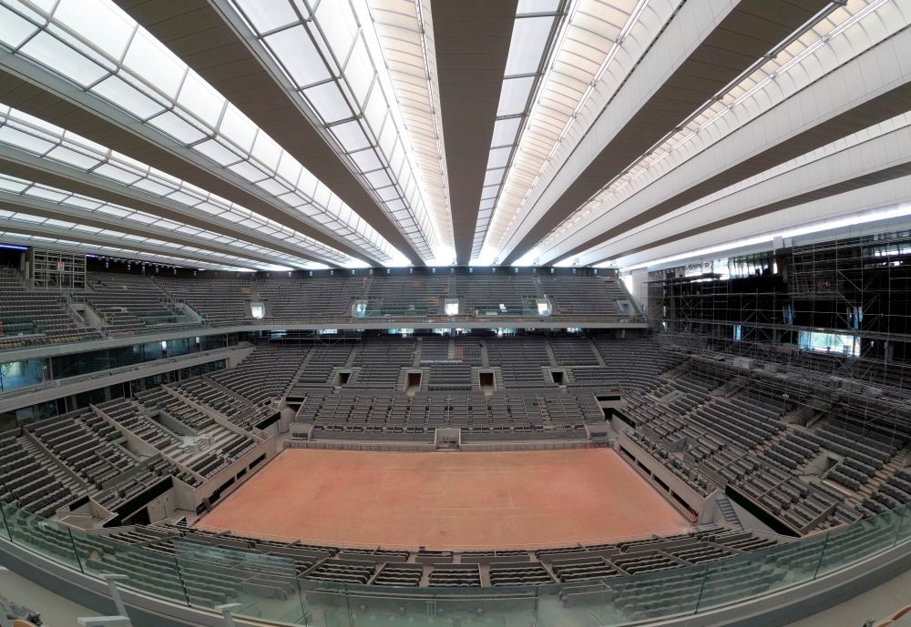General view of the renovated Philippe-Chatrier central tennis court with its new retractable roof composed of 11 wings at Roland-Garros in Paris May 27, 2020. u00e2u20acu201d Reuters pic