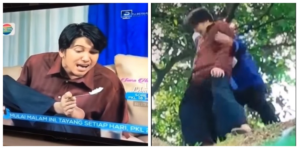 Actor Sidik Eduard plays an amputee whose arms suddenly appear in one scene that has social media laughing out loud. u00e2u20acu2022 Screengrab  via Facebook/ Daily Funny Videos Malaysia