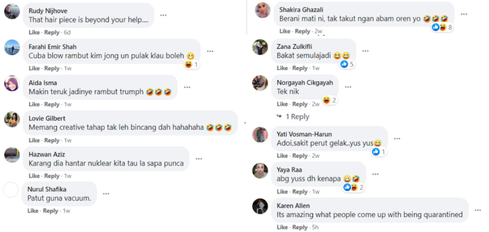 Social media users couldn’t contain their laughter after watching Yus’ video. — Screengrab from Facebook/Yus Zulkifli