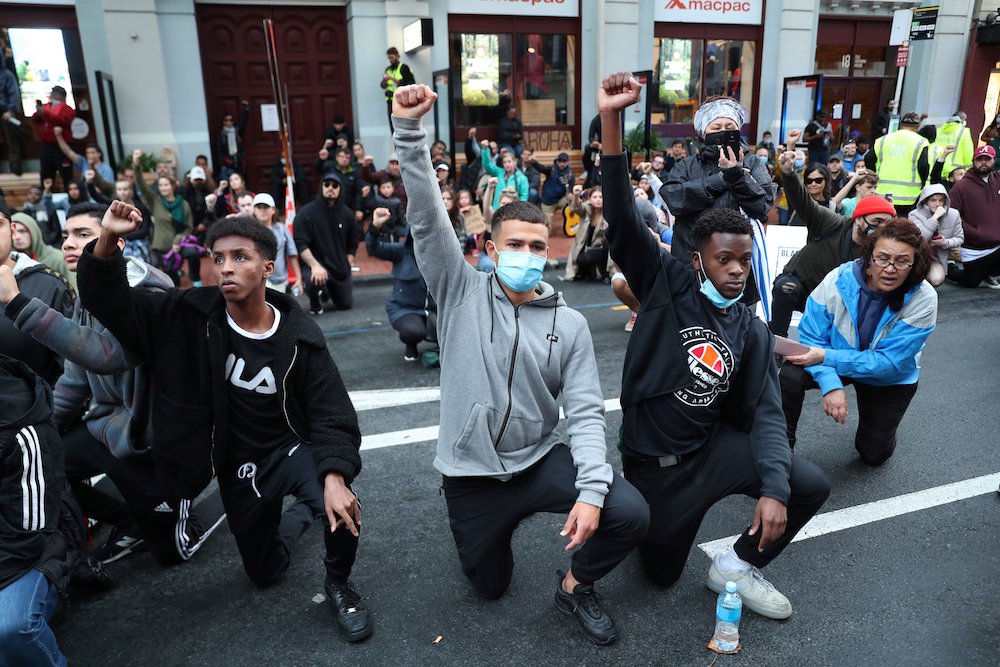 Some 4,000 New Zealand protesters demonstrate against the killing of Minneapolis man George Floyd in a Black Lives Matter protest in Auckland on June 1, 2020. u00e2u20acu201d AFP pic