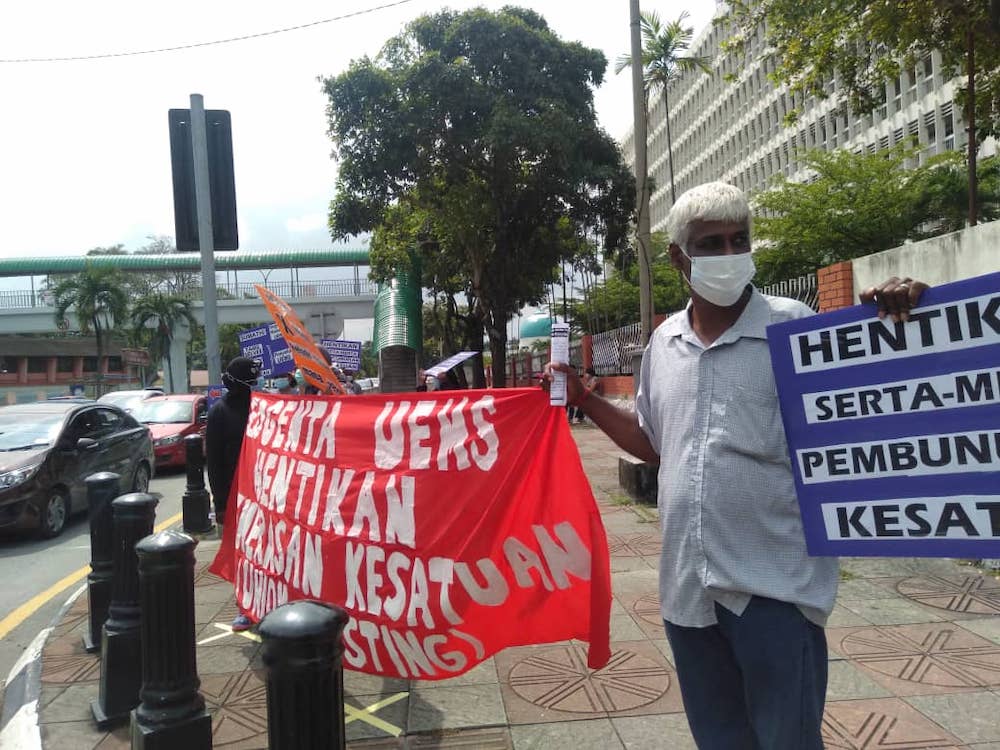 The picketeers had followed the SOPs for the movement control order (MCO). — Picture courtesy of Parti Sosialis Malaysia