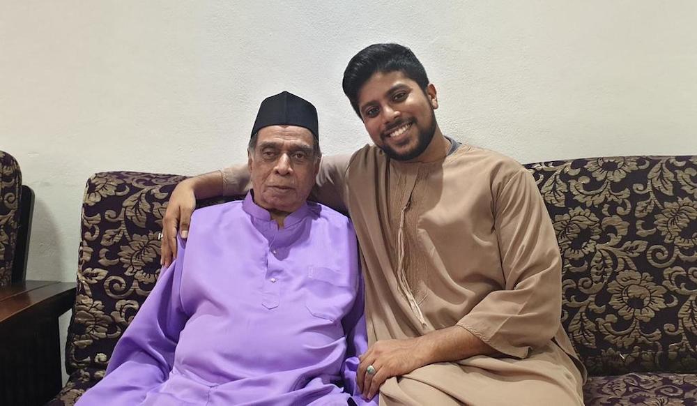 Muhammad Shafiq Abdul Rahman had an emotional reunion with his 84-year-old grandfather, Moideen Kutty on Saturday (June 6). u00e2u20acu201d Picture courtesy of Muhamma Shafia Abdul Rahman via TODAY