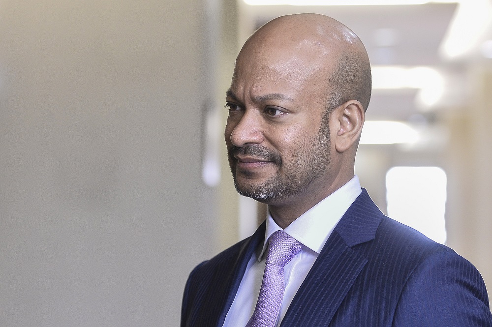 Former 1MDB CEO Arul Kanda Kandasamy is seen at the Kuala Lumpur High Court June 24, 2020. ― Picture by Miera Zulyana
