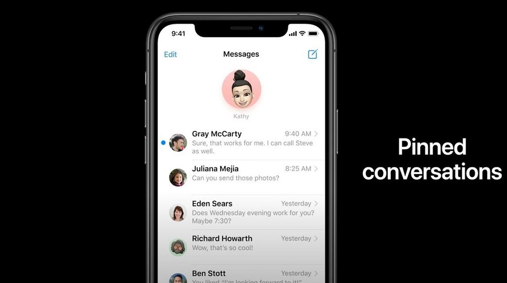 you’ll be able to pin favourite contacts at the top of your Messages app so that you can have easy access to conversations with close friends and family. — SoyaCincau pic