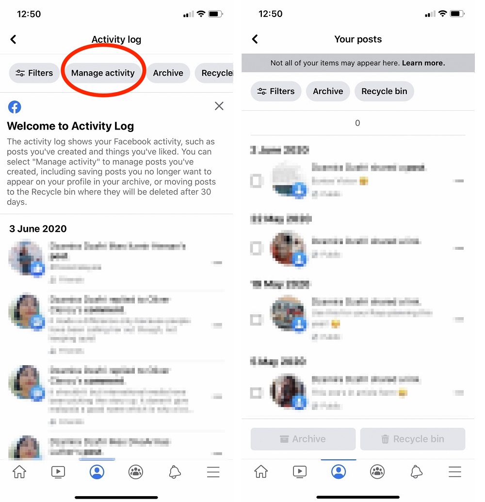 Manage Activity is now available on mobile though the Facebook app (iOS, Android). — SoyaCincau pic