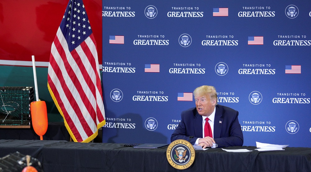 US President Donald Trump participates in a roundtable discussion on commercial fishing in Bangor, Maine June 5, 2020. u00e2u20acu201d  Reuters pic