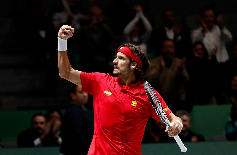 Spain's Feliciano Lopez celebrates during his match against Britian's Kyle Edmund at the Davis Cup Finals in Madrid November 23, 2019. u00e2u20acu201d Reuters pic 