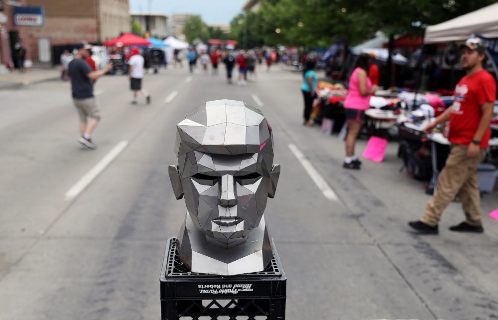 A sculpture of US President Donald Trump sits on a roadblock near the BOK Centre for his upcoming rally in Tulsa, Oklahoma June 18, 2020. u00c2u00acu00e2u20acu201d Reuters pic