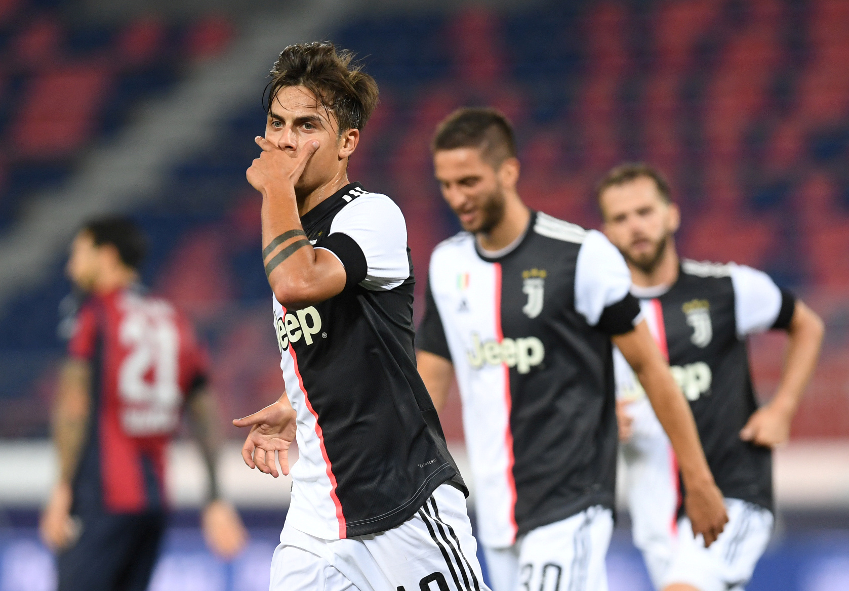 Juventusu00e2u20acu2122 Paulo Dybala celebrates scoring their second goal, as play resumes behind closed doors following the Covid-19 outbreak, at the Stadio Renato Daau00e2u20acu2122Ara in Bologna June 22, 2020. u00e2u20acu201d Reuters pic