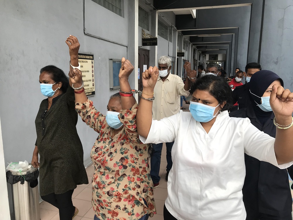 Five activists were charged at the Magistrate Court in Ipoh for defying the CMCO by gathering at HRPB, June 4, 2020. u00e2u20acu201d Pictures by John Bunyan