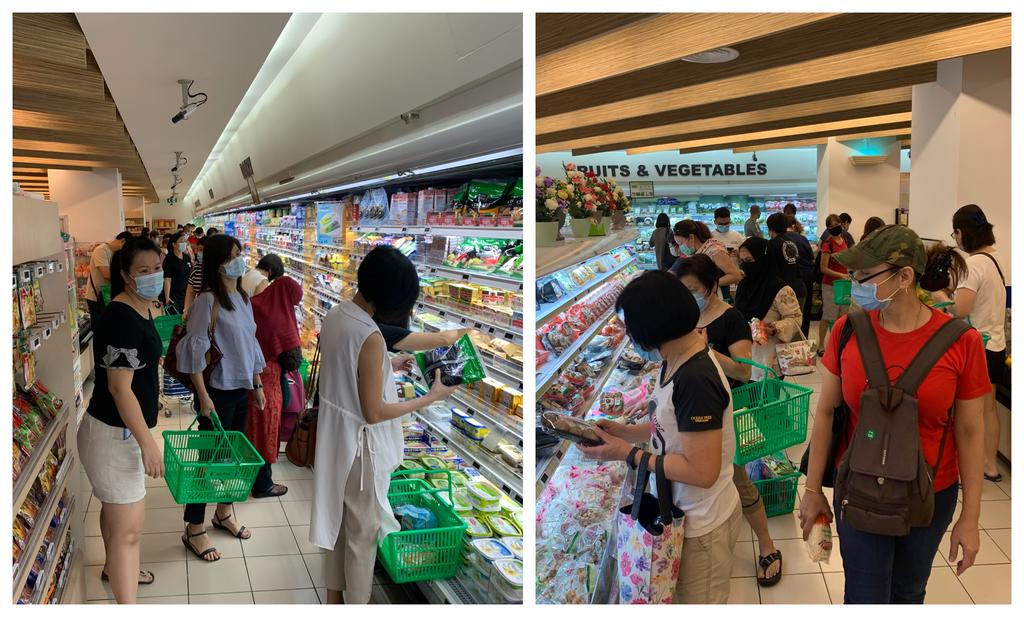 Shoppers browsing in FairPrice supermarket at Northpoint City mall in Yishun at 12.30pm on June 2, 2020.nu00e2u20acu201d TODAY pic