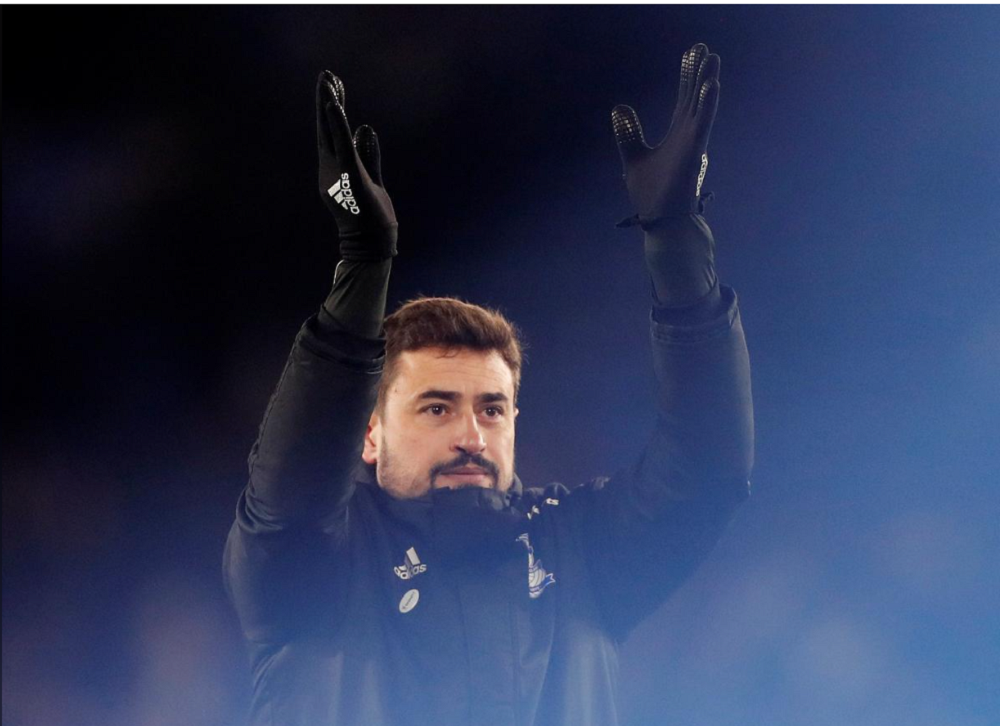 Birmingham boss Pep Clotet applauds fans after the match against Leicester City at the King Power Stadium in Leicester March 4, 2020. u00e2u20acu201d Action Images via Reuters
