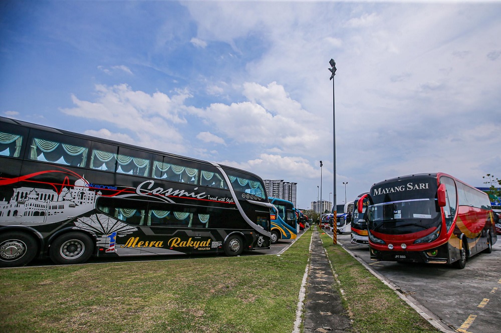 Express buses are seen at the parking lot at Terminal Bandar Tasik Selatan (TBS) in Kuala Lumpur June 8, 2020. u00e2u20acu201d Picture by Hari Anggara