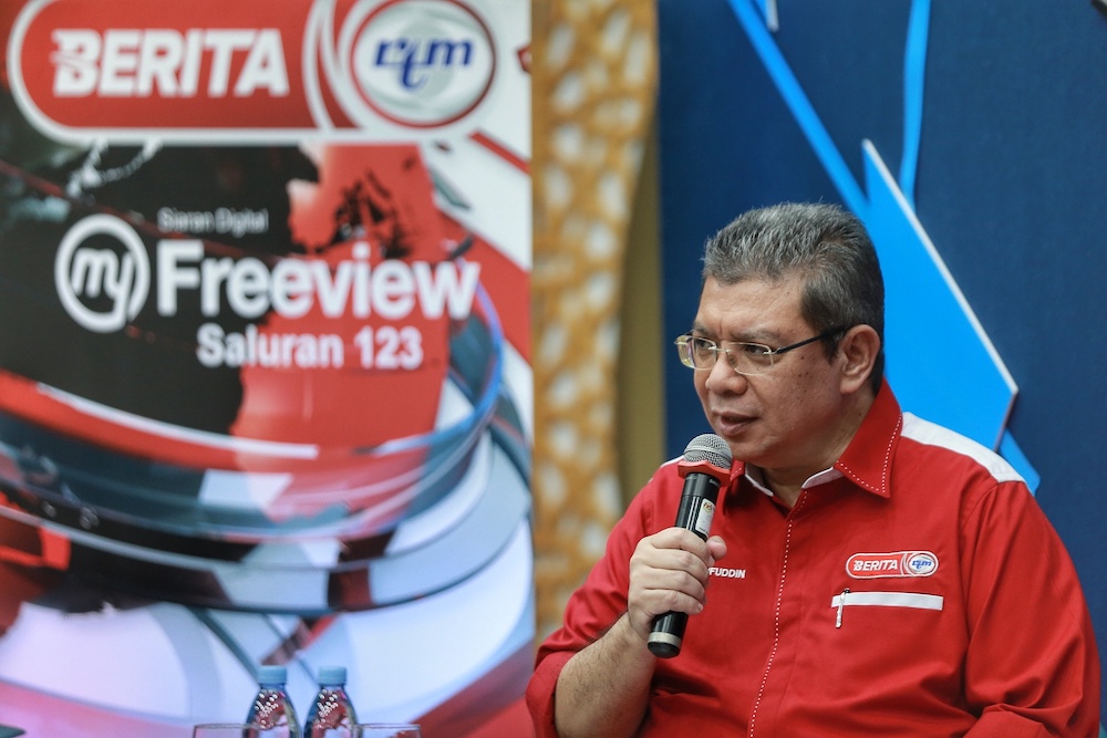 Minister of Communications and Multimedia Datuk Saifuddin Abdullah speaks to reporters during a press conference at Wisma Berita in Kuala Lumpur June 25, 2020. u00e2u20acu201d Picture by Ahmad Zamzahuri
