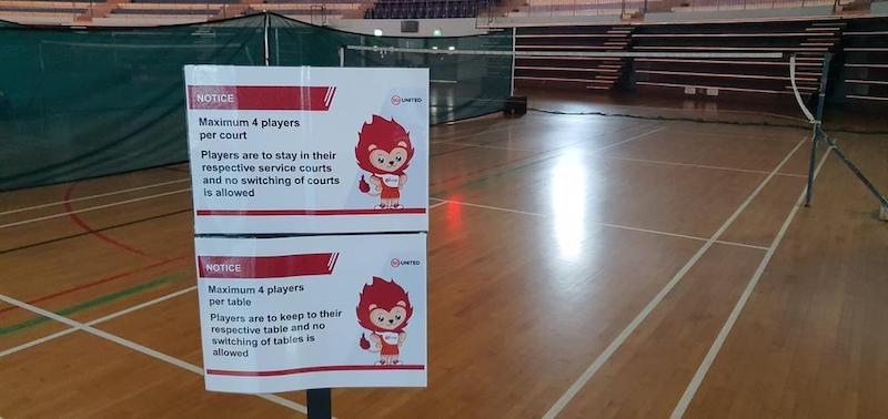 A positive Covid-19 case who played badminton at the ActiveSG Jurong East Indoor Sport Hall on June 22, 2020 was mixing in a large badminton social group, breaching safe management measures and rules. u00e2u20acu201d SportSG handout via TODAY