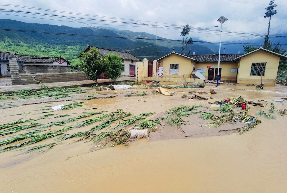 This photo taken on June 27, 2020 shows submerged streets and inundated buildings after heavy rain caused flooding in Mianning county, in the Liangshan Yi Autonomous Prefecture, in southwestern Sichuan province. u00e2u20acu201d AFP pic