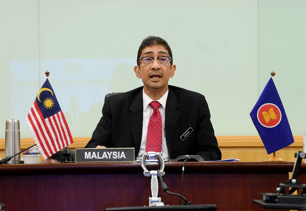 Deputy Communications and Multimedia Minister Datuk Zahidi Zainul Abidin speaks during the online opening ceremony of the Asean-China Year of Digital Economy Cooperation in Putrajaya June 12, 2020. u00e2u20acu201d Bernama pic