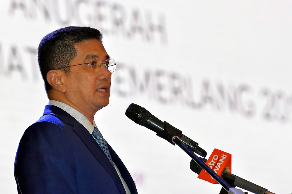International Trade and Industry Minister Datuk Seri Mohamed Azmin Ali speaking at the Miti 2019 Excellent Service Awards Ceremony at the Miti Tower in Kuala Lumpur June 17, 2020. u00e2u20acu201d Bernama pic