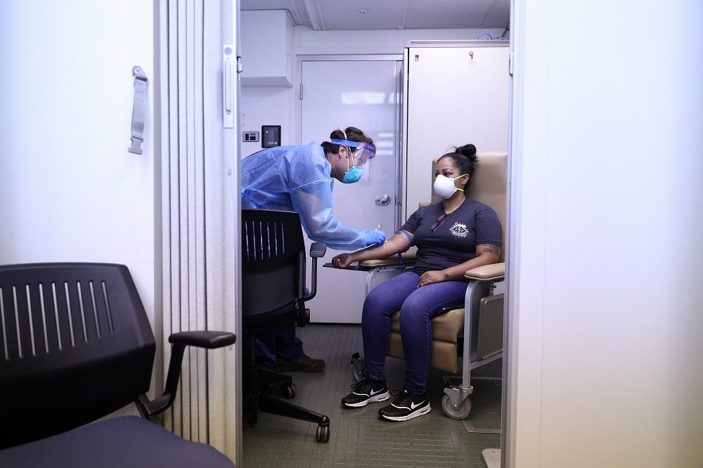 Natalia, a Washington resident, has blood drawn for a Serology test at the Centers for Disease Control and Prevention Serology Testing site in Washington June 16, 2020. u00e2u20acu2022 Reuters pic