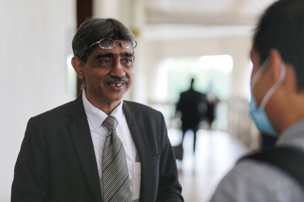 Lawyer Mohamed Haniff Khatri Abdulla is pictured at the Kuala Lumpur Court Complex June 18, 2020. u00e2u20acu201d Picture by Ahmad Zamzahurinn