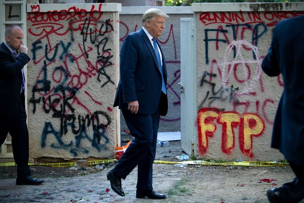 US President Donald Trump walks back to the White House escorted by the Secret Service after appearing outside of St Johnu00e2u20acu2122s Episcopal church across Lafayette Park in Washington, DC on June 1, 2020. u00e2u20acu201d AFP pic