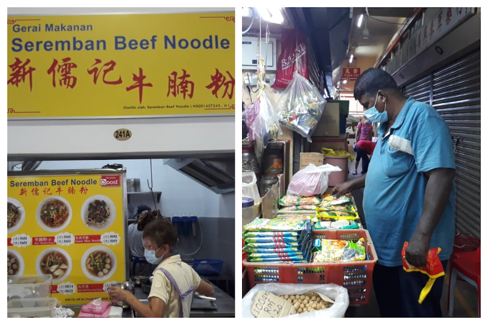 Among the Seremban market traders who have been affected by the Covid-19 pandemic in the market include Seremban beef noodles stall and grocery store selling Indian spices. u00e2u20acu201d Picture by Anne Grace Savitha