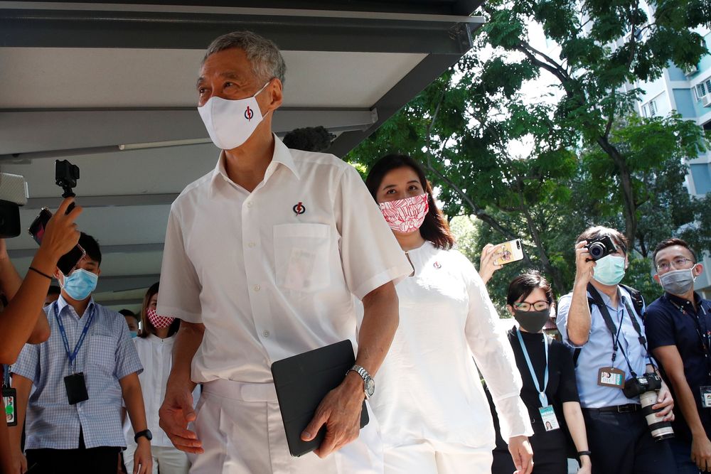Singapore’s Prime Minister Lee Hsien Loong of the ruling People’s Action Party arrives at a nomination centre ahead of the general election in Singapore June 30, 2020. — Reuters pic