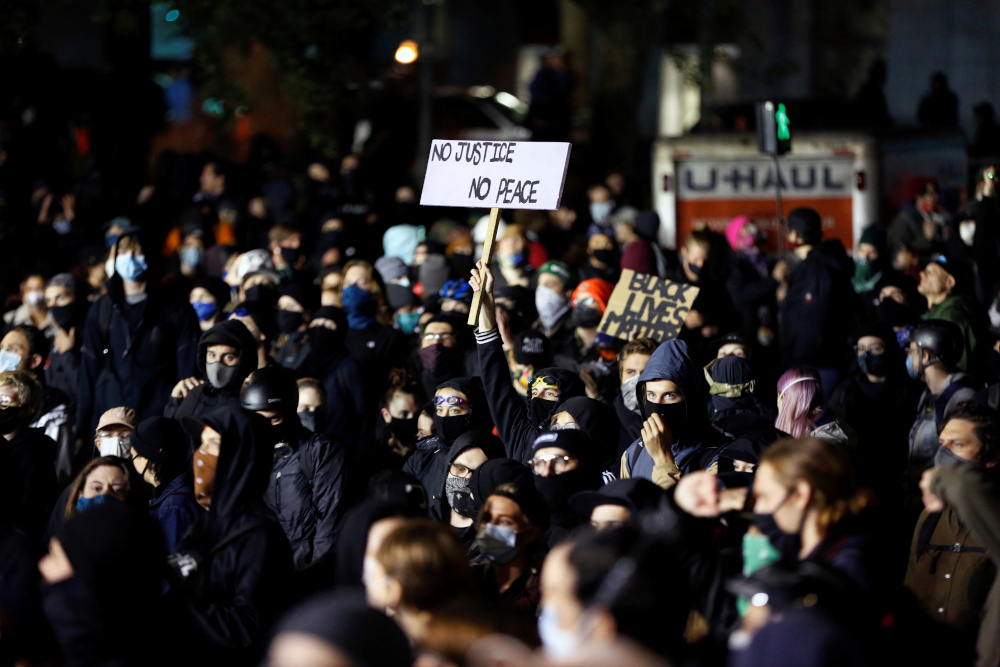 Protesters rally against the death in Minneapolis police custody of George Floyd, in Portland, Oregon, US June 13, 2020. u00e2u20acu201d Reuters pic 