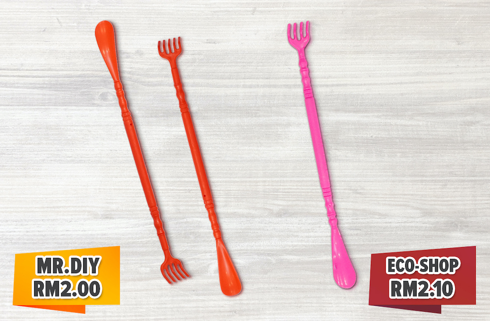 The dual-purpose product acts as a back scratcher and shoehorn.