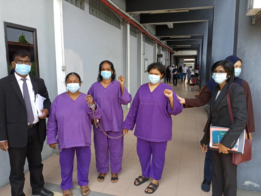 The five arrested are M. Saraswathy, L. Danaletchumy, V. Santhiran who are all NUWHSAS office-bearers while P. Jothi and C. Subramanian are PSM members. u00e2u20acu201d Picture from Facebook/ Kesatuan Pekerja Swasta Hospital Kerajaan