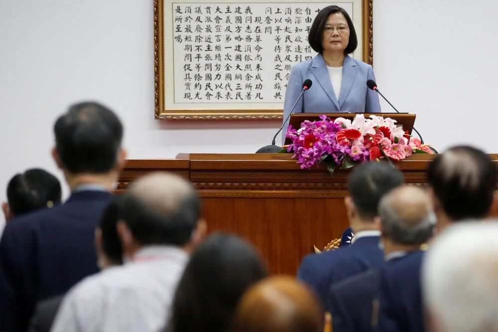Taiwan President Tsai Ing-wen talks to police officers at the National police agency in Taipei, Taiwan, June 15, 2020. u00e2u20acu201d Reuters pic