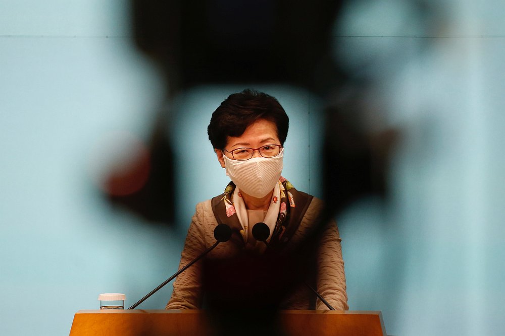Hong Kong Chief Executive Carrie Lam, wearing a mask, speaks during a news conference over the new national security legislation in Hong Kong June 2, 2020. u00e2u20acu201d Reuters pic