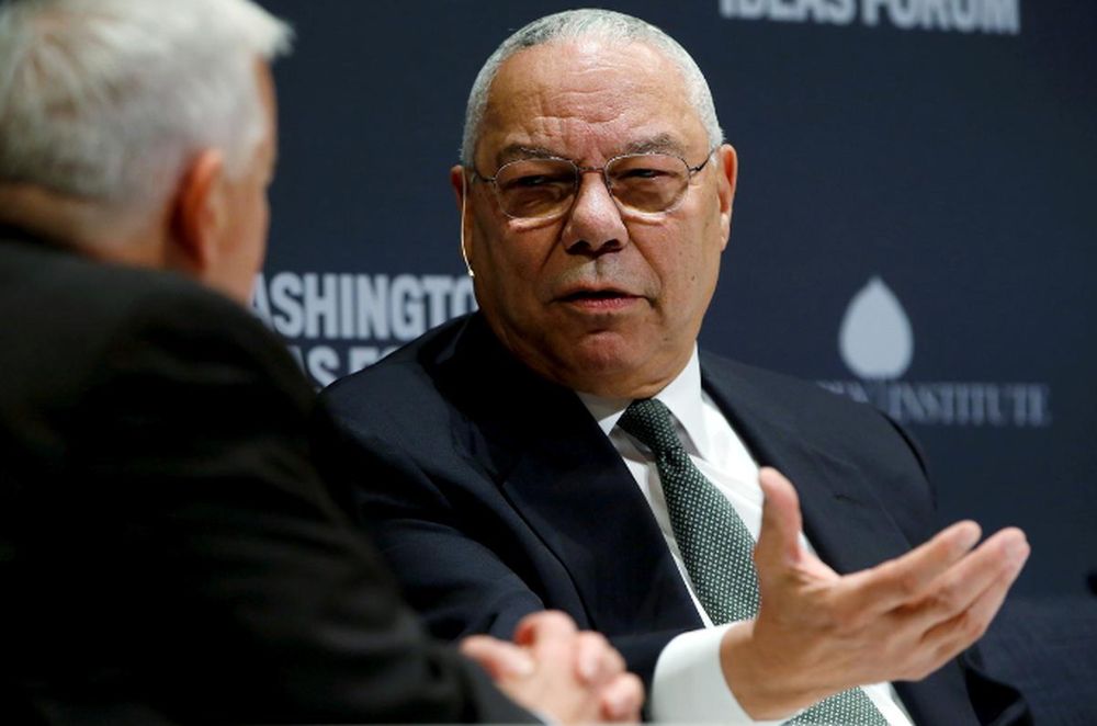 Former US Secretary of State Colin Powell (right) takes part in an onstage interview with Aspen Institute President and CEO Walter Isaacson (left) at the Washington Ideas Forum in Washington, September 30, 2015. u00e2u20acu201d Reuters pic