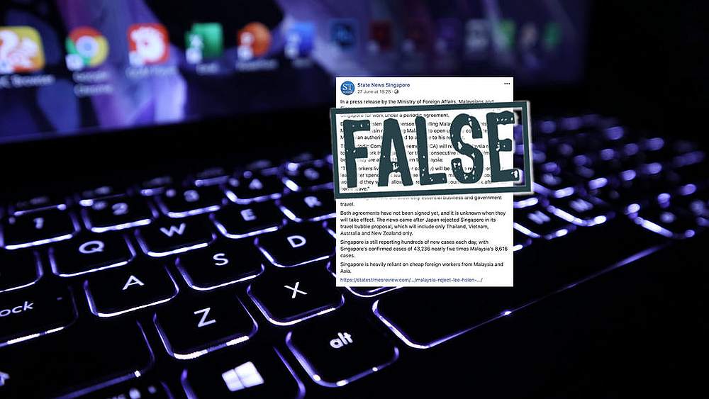 Pofma office says State News Singapore made false statements about cross-border travel between Singapore and Malaysia in a Facebook post on June 27, 2020. u00e2u20acu201d Factually image via TODAY