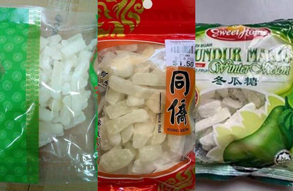 Some of the brands of winter melon strips being recalled by the Singapore Food Agency. u00e2u20acu201d Singapore Food Agency pic via TODAY