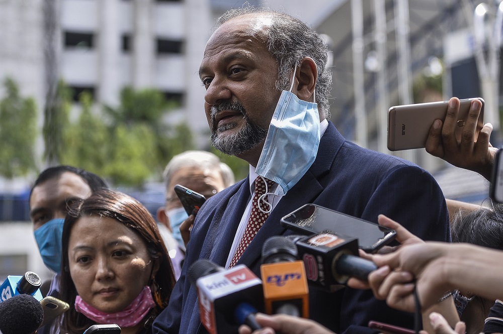 Lawyer Gobind Singh Deo speaks to reporters outside the Bukit Aman police headquarters in Kuala Lumpur June 23, 2020. u00e2u20acu2022 Picture by Miera Zulyana