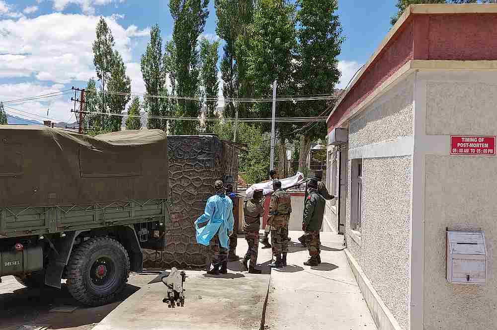 Indian army soldiers carry the body of their colleague, who was killed in a border clash with Chinese troops, to the Sonam Norboo Memorial Hospital in Leh, June 17, 2020. u00e2u20acu201d Reuters pic 